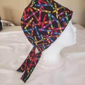 Colorful Crayon Print Scrub Cap Cotton Adult Sz New